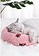DENTRUN Hundekissen Kleine Hunde Plüschtier Katze Kuscheltier Katzenminze Kissen Katze Katzenminze Spielzeug Kitten Katzenkissen Flauschig Katzen Bettchen Weiches U-Förmiges Kissen für Hunde(Rosa)