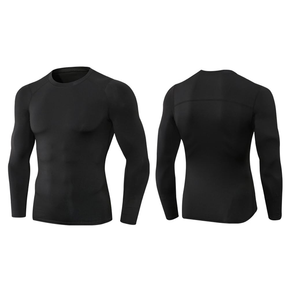 BLAIS 3 Piezas de Camisetas de compresión de Manga Larga atléticas para Hombre, Camiseta de Entrenamiento de Secado rápido, Camisetas para Correr