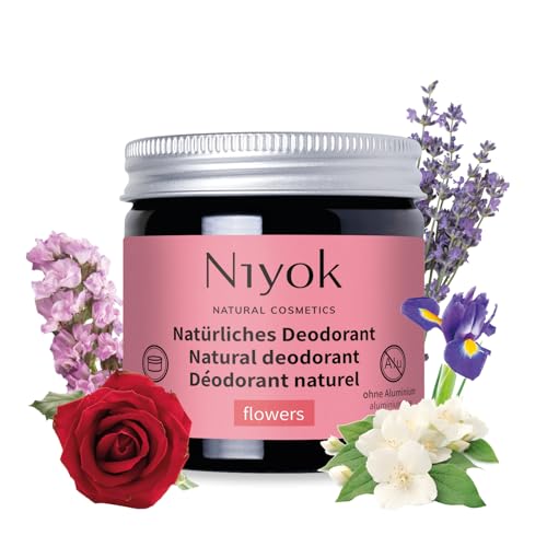 Niyok® 2-en-1 Déodorant Crème Flowers (40ml) • Déodorant solide vegan et unisexe • Protection 24h contre la transpiration et les odeurs • Déo naturel sans aluminium • Parfum floral et doux