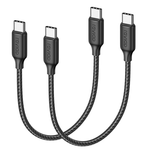RAVIAD Cable USB C Carga Rápida 100W [2Pack 0.3M] Cable USB C a USBC PD3.0 5A Cable Tipo C QC3.0 Cable de Nylon Carga Rápida Tipo C para iPhone 16 15 Plus Pro Max Samsung Galaxy S24 S23 MacBook Pad