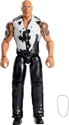Mattel WWE The Rock Action Figure, Main Event Series #156, 6-inch Collectible Superstar with 14 Articulation Points & Life-Like Look