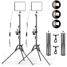 ALTSON 2 Packs Video Light Kit, LED Studio Light, 2700-6500K Dimmable Photography Lighting Kit with Tripod Stand&Phone Holder, 12" Rotating Streaming Light for Video Recording, Game Streaming, YouTube