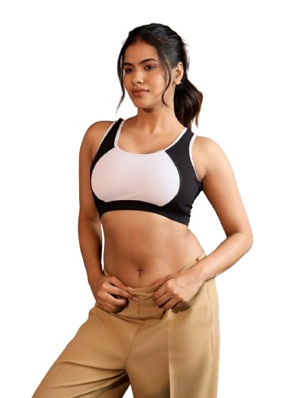 Women's Cotton Everyday Comfort Bra | Non-Padded Dual-Tone Sports Bra for Gym, Yoga-image-22