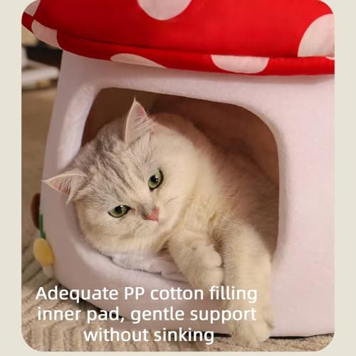 Mushroom Shape Cat House Cow Shape Cats Cave Bed Semi-Enclosed Cave-Style Warm Cat House Pet Nest for Cats Small Dogs - Image 5