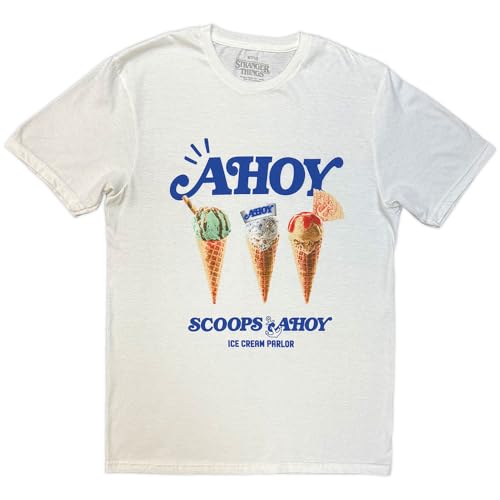 T-shirt Stranger Things Scoop Ahoy blanc idéal pour vos soirées streaming