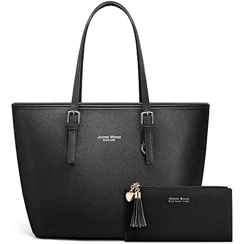 Jocose Moose Women Handbag Laptop Tote Bag Large PU Leather Shoulder Bag Designer Lightweight Computer Tote Bag, Gift with a Ladies Purse Cover