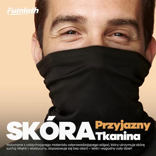 Fuinloth Chusta Na Szyję, 6 Sztuk Chłodząca Ochrona Przed Promieniowaniem UV Bandana Maska Na Twarz Chusta Na Szyję Dla Mężczyzn I Kobiet 2 Czarny+Szary+Jasnoszary+Różowy+Fioletowy