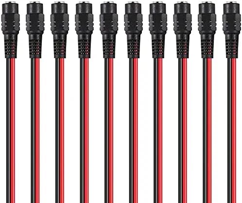 ROBOMALLS™ 18AWG Female DC Power Extension Cable Wire 12V 2.1mm / 5.5mm Socket to Bare End Jack Pigtails Connector Cord for CCTV Security Camera, IP Camera, DVR Standalone, LED Strip. (10 Pcs)-image-10