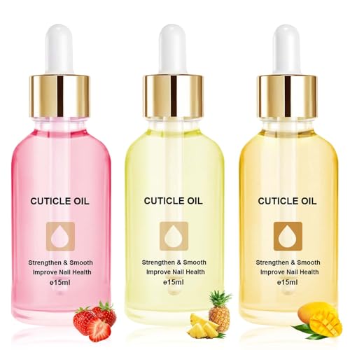 LOPHE Aceite Cutículas Uñas, 15ML*3 Aceite para Uñas y Cutículas, Cuticle Oil con Gotero para Reparador e Hidratante Manos y Pies de Nail, Solución Nutritiva para Clavo (3 Aromas-Conjunto A)