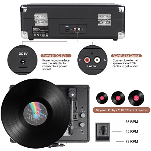 DIGITNOW Lecteur d’enregistrement tourne-disque 3 vitesses avec haut-parleurs stéréo intégrés, prise en charge USB/RCA… - Les Beatles, Paul McCartney, John Lennon, RIngo Starr, George Harrison DIGITNOW Lecteur d'enregistrement tourne-disque 3 vitesses avec haut-parleurs stéréo intégrés, prise en charge USB/RCA… – Image 4