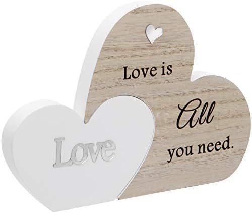 Maturi Free Standing Double Heart Plaque Sentiment Gift - Sister