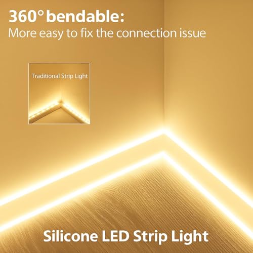 Image of Warm White Neon LED Strip Light 5 Meter with Adapter | Flexible IP65 Waterproof Silicone Rope Light for Indoor and Outdoor Bedroom, Ceiling, Gaming Room, Party & Decoration