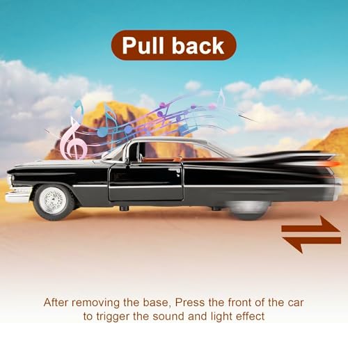 Image of Mashes Metal Diecast Cadillac Vintage Model Car for Kids & Collectors | Classic Pull Back Alloy Toy Car with Openable Doors | Retro Luxury Car Scale Model【Colors as Per Stock】