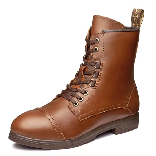 Xena Workwear Spice EH Steel Toe Women's Combat Work Boots, Slip Resistant, ASTM F2413-24 Certified, Electrical Hazard EH, Leather, Mystic Dune, 9.5