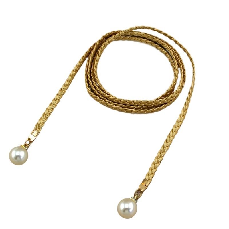 Women's Knotted Waist Chain Dress Braided Waist Rope Women's Decorative Pearl Belt