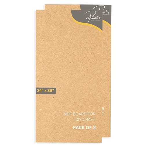 Image of Pilwal's 24 inchx36 inch inch MDF Sheets - Smooth Unfinished BIG SIZE MDF RECTANGLE Sheet - MDF Board Coutouts for Craft DIY Art, lippan Art, Painting, Decoupage, Resin Art, Pyrography, Laser Cutting (24 inchx36 inch inch, 2 Pieces)