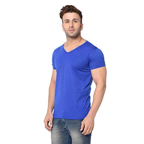 Image of Men's Cotton Blend Half Sleeve V Neck Tshirt