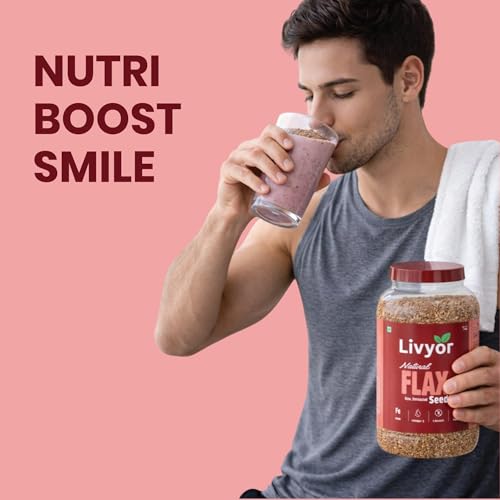 Image of Livyor Raw Flax Seeds - 1kg | Flax for eating | Alsi seeds | Rich in Protien and Dietary Fibre | Unroasted | Rich in Omega 3 and Iron | Pack of 1