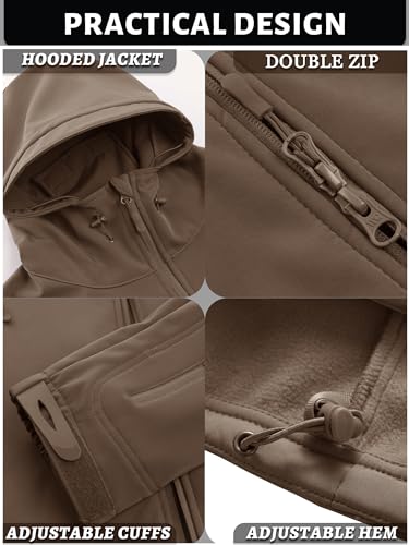 Image of TACVASEN Men's Special Ops Military Tactical Soft Shell Jacket Coat | Waterproof,windproof | Multi-pockets,adjustable hood | Ideal for rain,hiking,snow,ski