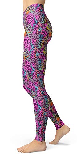 Image of sissycos Women's 80s Leggings Neon Artistic Splash Printed Buttery Soft Stretchy Pants