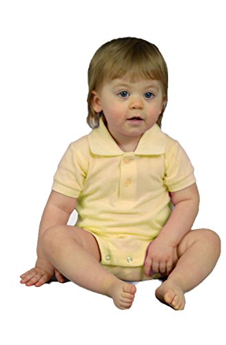 Monag Short Sleeve Polo Bodysuit (6-12M, Lemon)