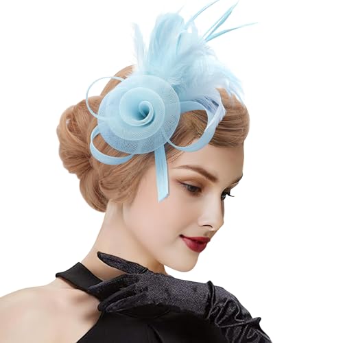 Image of DRESHOW Fascinators Hats for Women Tea Party Fascinator Hats Vintage 50s Headwear Cocktail Wedding Church Derby Hat