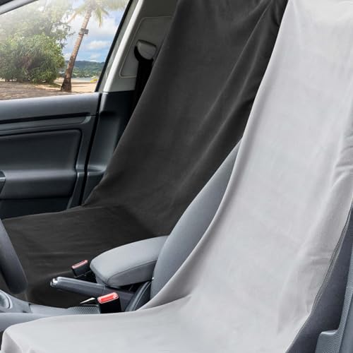 Image of Hahafelt 2 Pack Car Seat Towel Cover with Storage Bag, Black,Gray