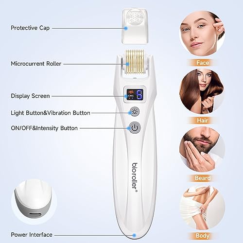 Yofuly Derma Roller Electric, EMS Beard Roller with 2 LED Light, Professional Beard Dermaroller for Body & Face, Skin Care - Image 6