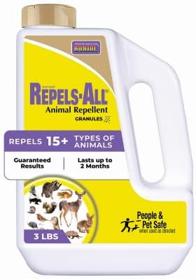 Bonide 23614 Repels-All Deer, Rabbit & Animal Repellent Granules, Ready-to-Use on Lawn & Garden, 3 Lbs. - Quantity 4