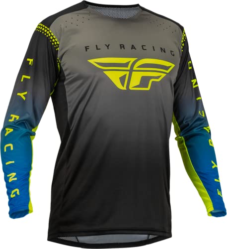 Image of Fly Racing 2023 Lite Adult Jersey (Grey/Blue/Hi-Vis Cover, Large)