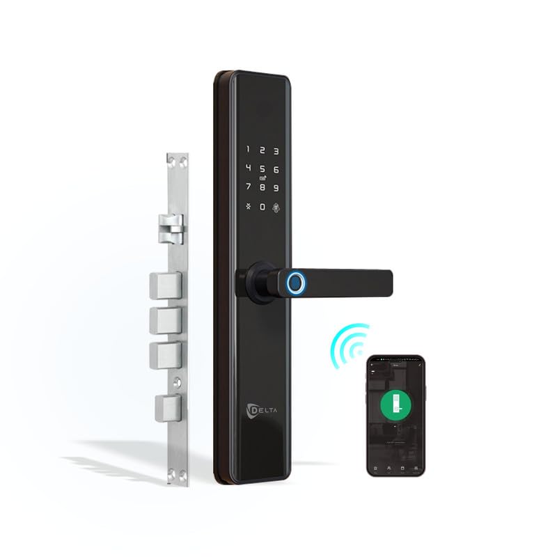 DELTA D1 PRO Digital Smart Door Lock | Five Bolt | Fingerprint | WiFi |Mobile App|OTP| PIN |RFID Card |Manual Key Access | for Wooden Door|3 Years Warranty