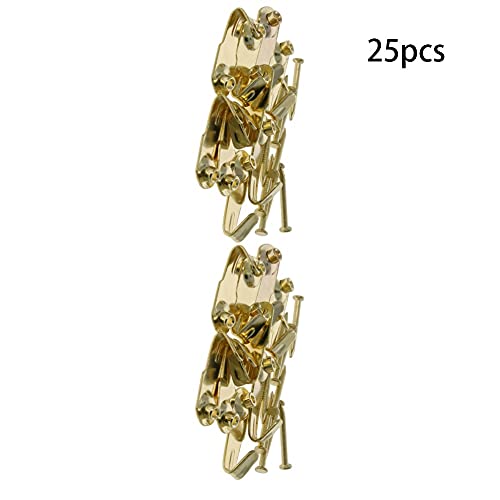 Image of Picture Hangers 0.8mm Thick Picture Hooks with Nails Professional Picture Hanging Kit, for Office Pictures House Decoration Clock Wall Mounting Brass Tone 25pcs