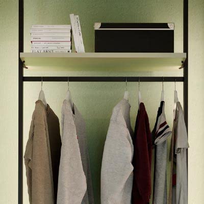 Emuca - Schrankstangen-Set Ø28, 1150mm, Schwarz, Aluminium und Zamak, Partie von 2