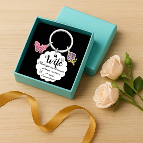 Coolvy Thank You Gifts for Women Bestie Best Friend Aunt Sister Mom Appreciation Birthday Christmas Valentines Gift Keychain (Wife) - image 4