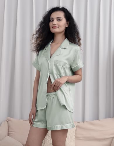 5Pcs Womens Soft Satin Pajama Set XS-4XL Button-Down Silk Pajamas Floral Sleepwear Bridal Pjs Lounge Pj Sets2