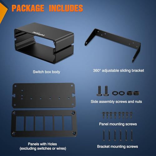 Image of Nilight 6 Gang Rocker Switch Box Detachable Housing 6 Holes Aluminum Panel