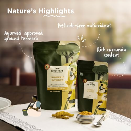 Image of TWO BROTHERS ORGANIC FARMS - Turmeric Powder (100 Gm) | Naturally Grown, Stonegrinded Haldi Powder | Good For Digestive & Skin Health | Ground Turmeric Powder