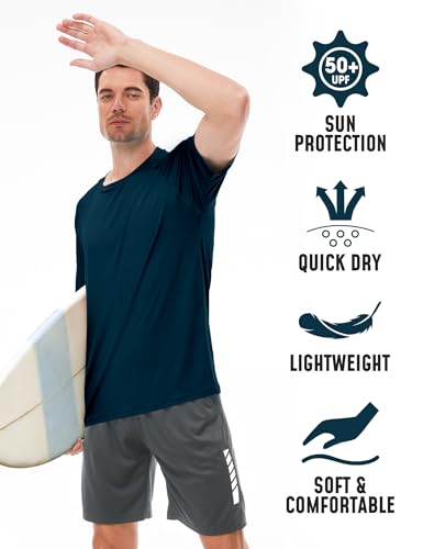 2Pack Rash Guard for Men Short Sleeve UPF50+ UV Swim Shirts Dry Fit Beach Water Activewear Athletic Sports Mens Clothing2