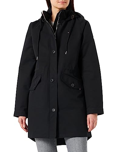 Tommy Hilfiger Damen Parka Cotton Blend Parka Winter, Schwarz (Black), XXL
