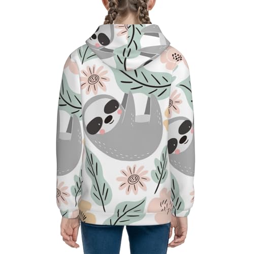 Cute Cartoon Sloth Kids Pullover Hoodies Boys Sweatshirts Girls Athletic Clothes with Pocket4