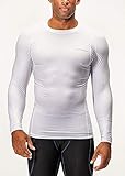 DEVOPS 3 Pack Men's UPF 50+ Long Sleeve Compression Shirts, Water Sports Rash Guard Base Layer, Athletic Workout Shirt (Large, White/White/White)