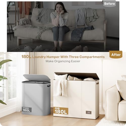 Soledi 180L Laundry Hamper 3 Section thumb #5