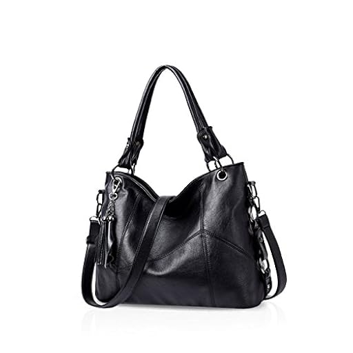 NICOLE & DORIS Bolso de Hombro Mujer Grande Bolso Bandolera PU Piel Casual Cómodo Bolso Trabajo y Escuela Señoras Tote con Borlas Negro | Ya disponible en tu tienda friki favorita! En mundofriki.es!