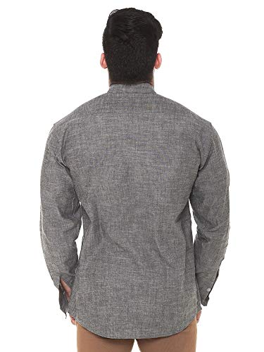 Image of Men's Linen Chinese Collar Full Sleeve Plus Size Short Kurta