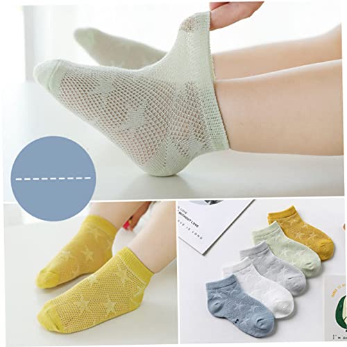 GALPADA 5pcs Boys and Girls Breathable Star Pattern Ankle Socks Thin Solid Boat Socks for Spring Comfortable Fits Ages Years2