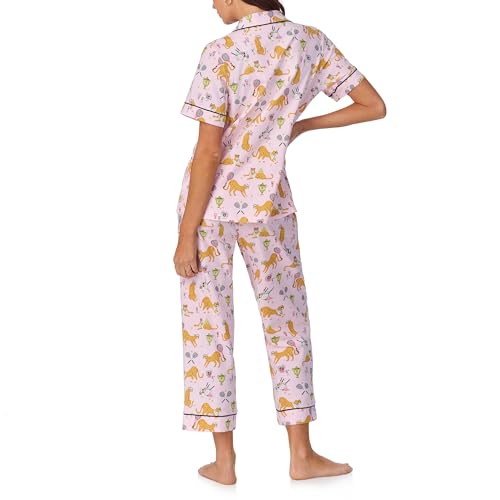 Image of Bed Head PJs Womens Matching Pajamas - Soft Organic Cotton Button Down PJ Shirt & Cropped Pants Set - Loungewear & Sleepwear