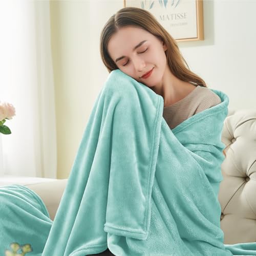 Image of BEDELITE Fleece Blanket Haze Blue Throw Blankets for Couch & Bed, Luxury Plush Cozy Fuzzy Blanket 50 inch x 60 inch, Super Soft Warm Lightweight Throw Blanket for Travel Camping