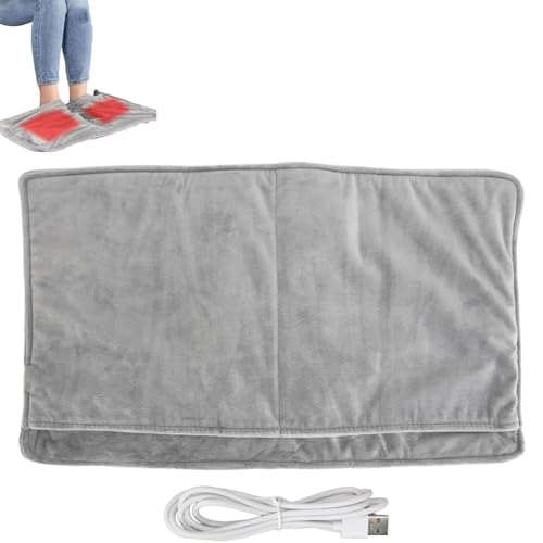 Calientapies Confort Pies, Calienta Pies Electrico, Calentador de Pies de Calentamiento Rápido Eléctrica USB, Espalda y Cuerpo Completo para Mujeres Hombres (gris)