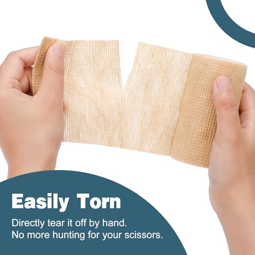 Image of AZEN 36 Pack Self Adhesive Bandage Wrap, 4 inch X 5 Yards Elastic Cohesive Bandage Wrap, Skin Color Athletic Tape, Ankle Tape, Tattoo Grip Tape Wrap, Vet Wrap