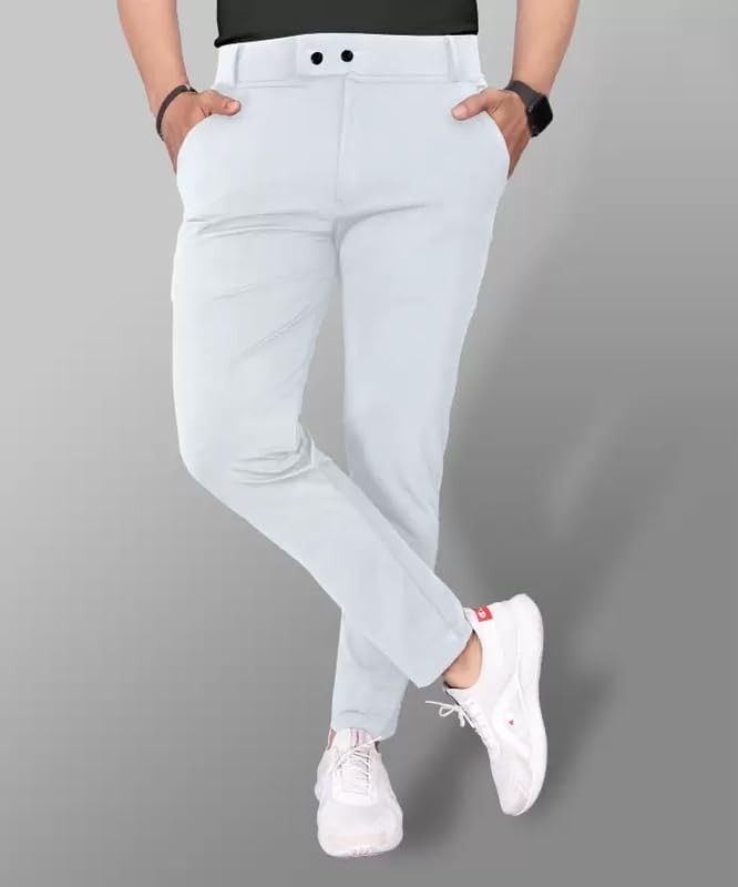 Image of Men's Stylish Slim Fit Lycra Blend Trousers - Pack of 2 (Combo) Formal Pants for Men | Stretchable Regular Office Formal Wear | Comfortable Solid Casual, Business, and Work Trousers for Men